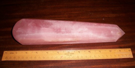 photo - huge pink rose quartz crystal wand
